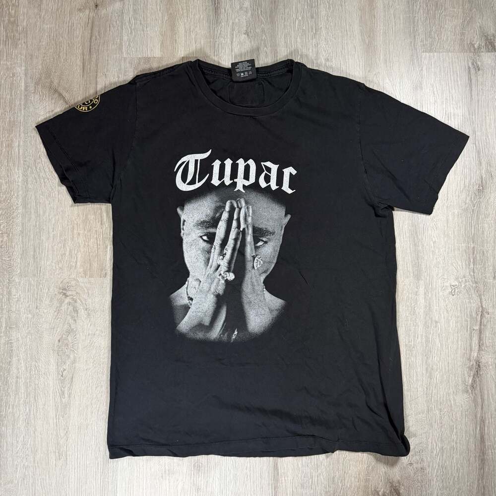 Vintage Mens Cross Colours x Tupac Shakur Praying Hands Graphic T-Shirt Large